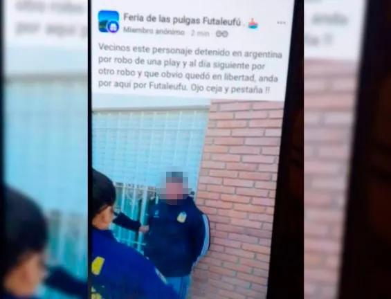 Delincuente escrachado en redes sociales.