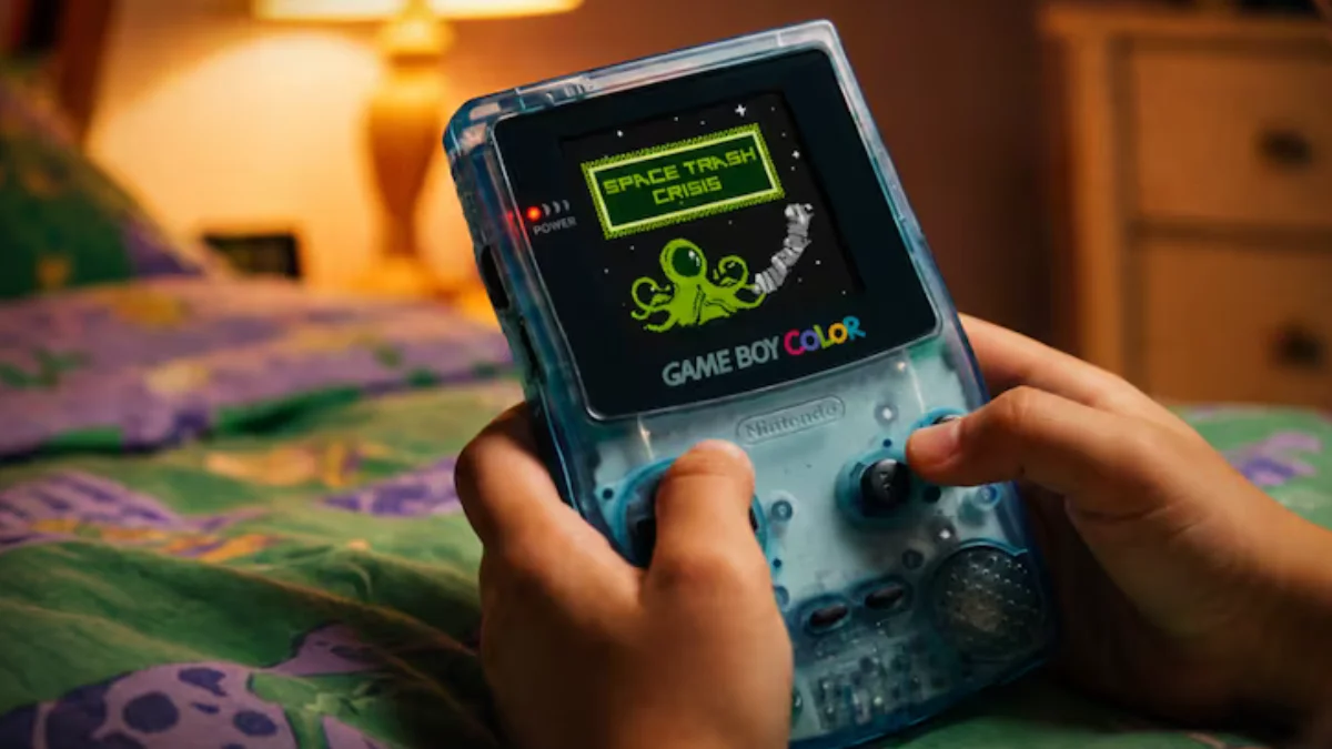 Así es Space Trash Crisis, el videojuego argentino para Game Boy sobre la basura espacial. (Captura YouTubeChipTecno)