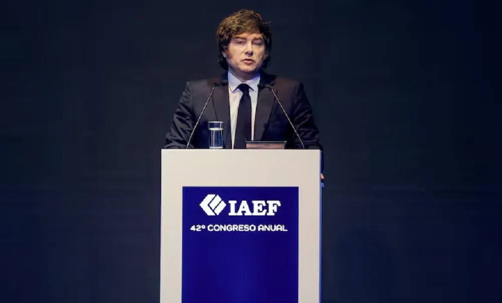 Javier Milei en el Congreso Anual del IAEF (Foto: Rodrigo Nespolo)