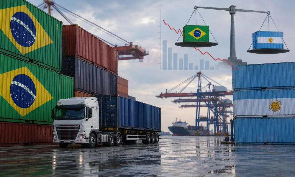 Balanza comercial entre Argentina y Brasil. Imagen creada con IA generativa por #LA17