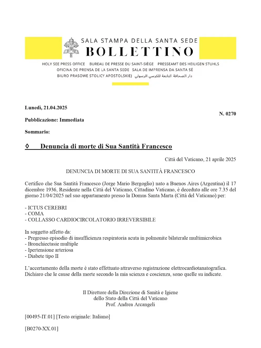 Certificado de Francisco