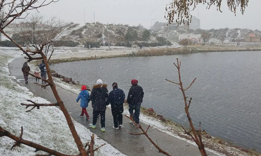 Nieve en la Laguna de Trelew