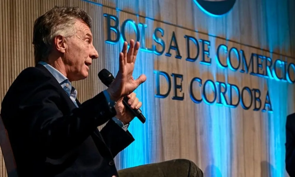 Mauricio Macri en la bolsa de Comercio de Córdoba