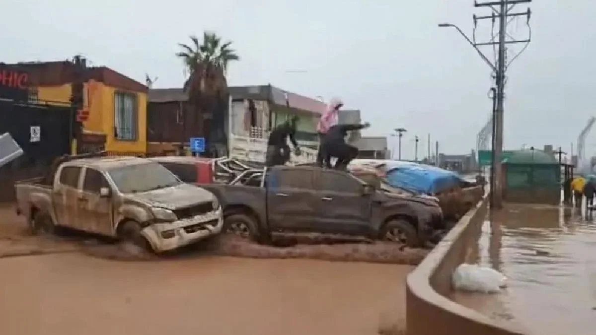 Temporal en el norte de Chile. Foto Captura de video/Diario El Norte
