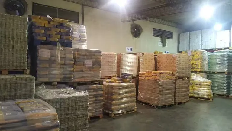 Alimentos guardados en galpones