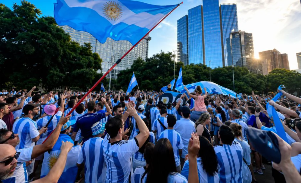 Cerca de 1.500 hinchas coparon un parque de la ciudad estadounidense para acompañar a la Selección.
