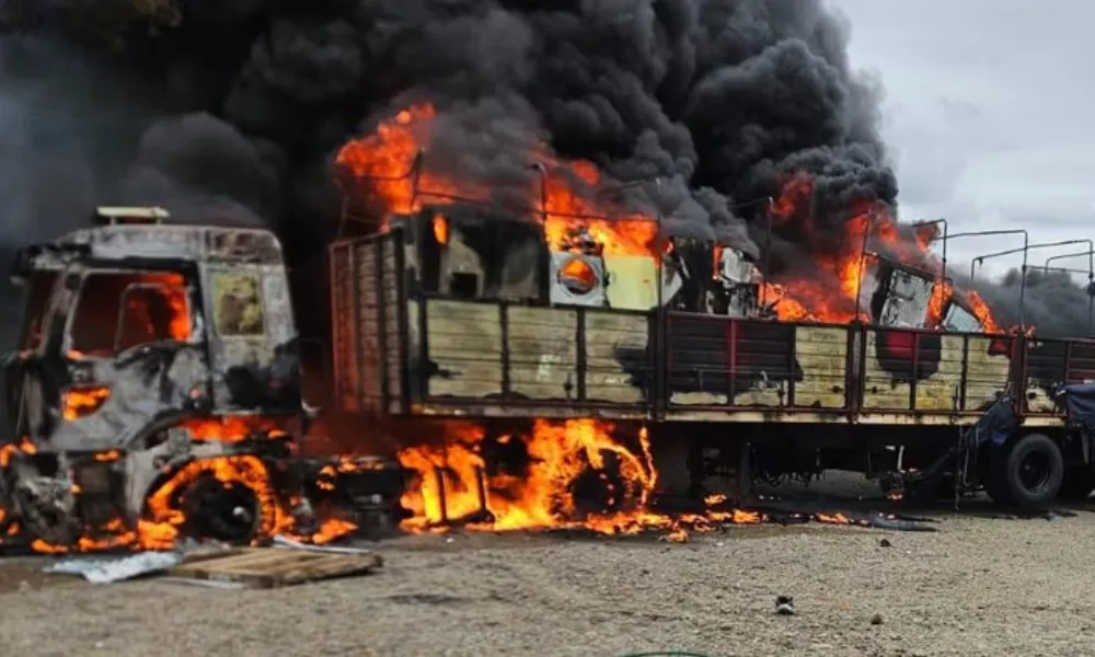 camión en llamas
