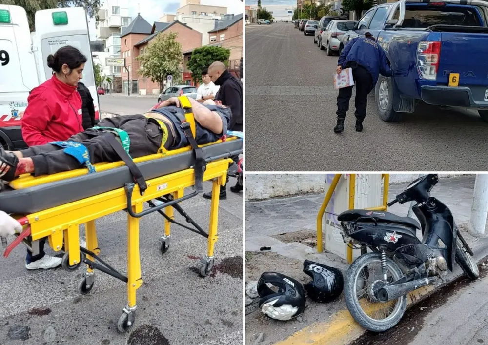 Una moto con con dos ocupantes chocó a una camioneta en Mitre y Gales