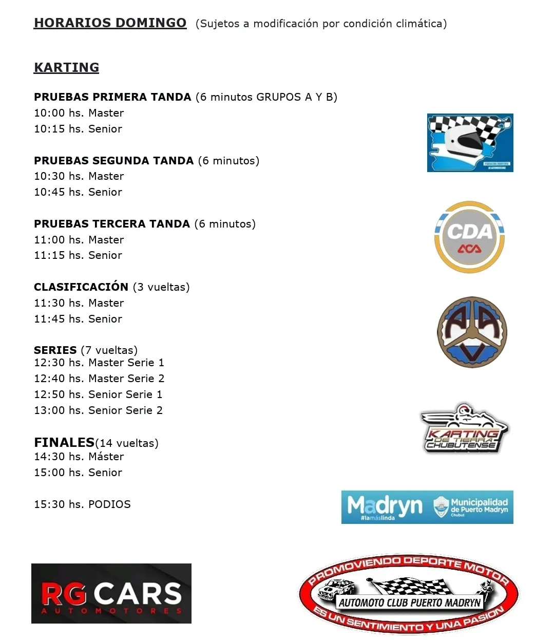 Karting horarios