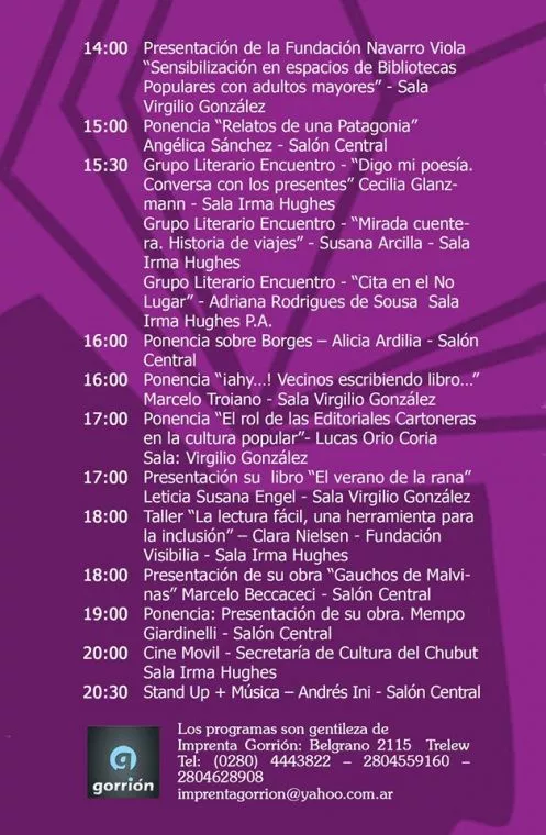 Programa Feria Libro Gaiman