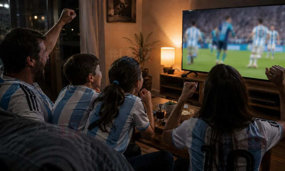 Familia alentando a la Selección. Imagen ilustrativa creada con IA por #LA17