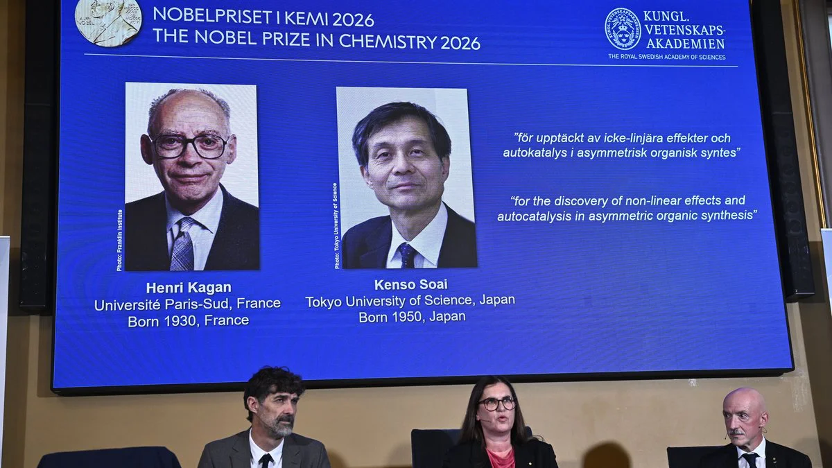 Nobel de Química 2026. Foto Fredrik Sandberg/TT News Agency via AP/NPR