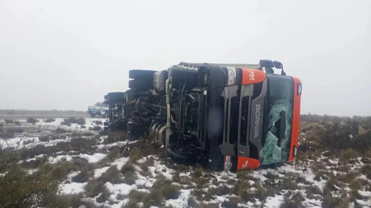 Camión volcó en Ruta 3. Foto Policía del Chubut