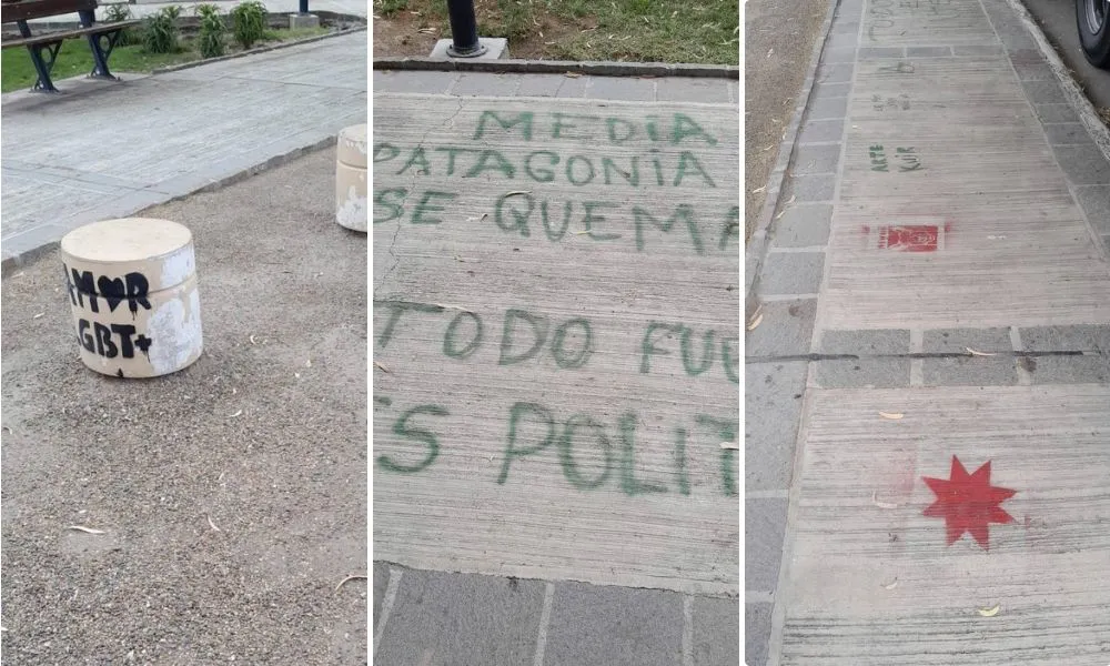 Pintadas en la plaza San martin de Madryn
