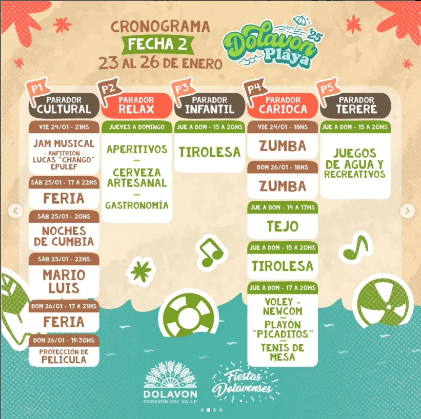 Cronograma - 2da. fecha de Dolavon Playa