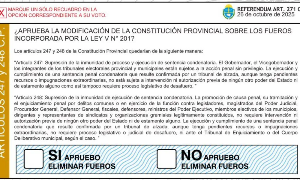 Boleta referendum en Chubut