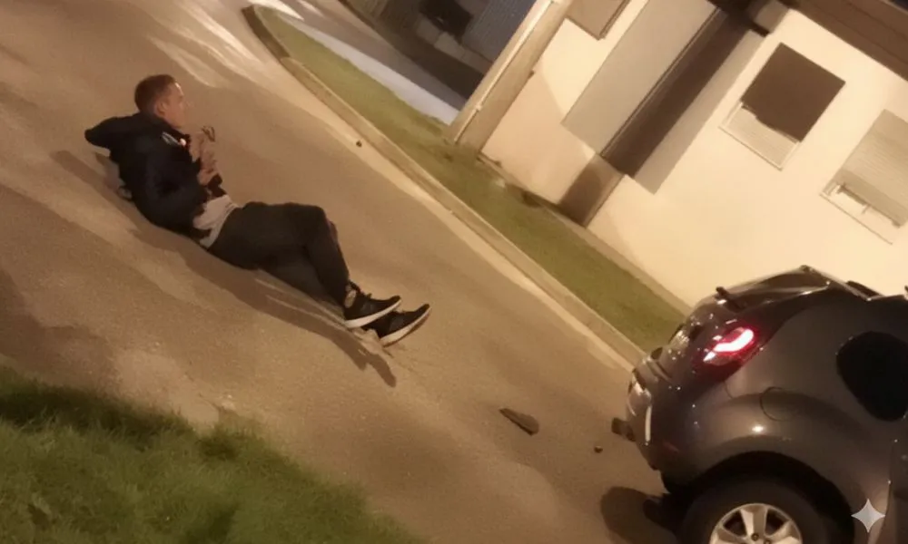 Ladrón arrastrado foto reeditada digitalmente de fotograma de video original