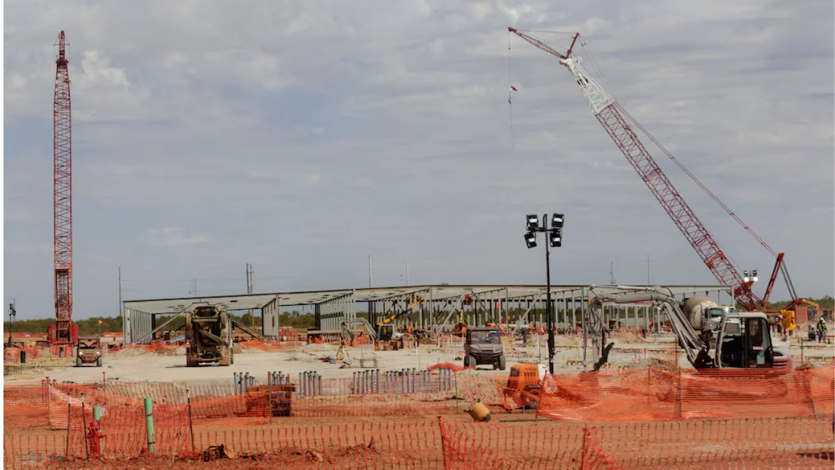 La estructura de acero del centro de datos en construcción de OpenAI en Abilene, Texas, EEUU