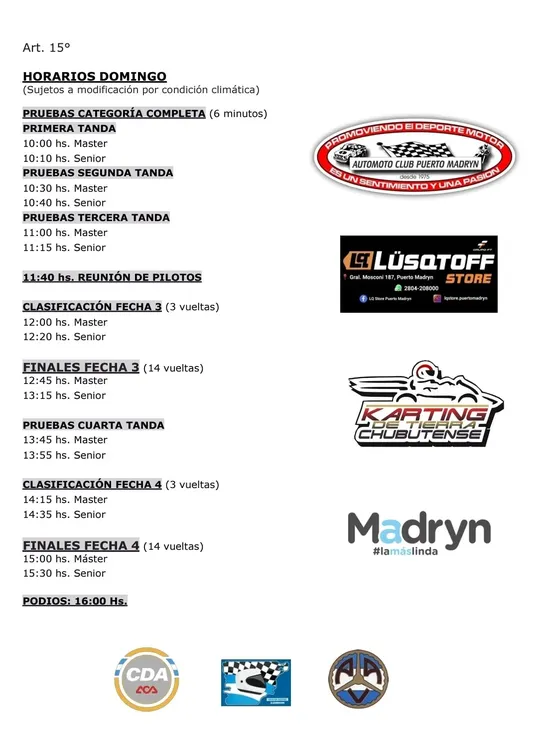 Karting horarios.