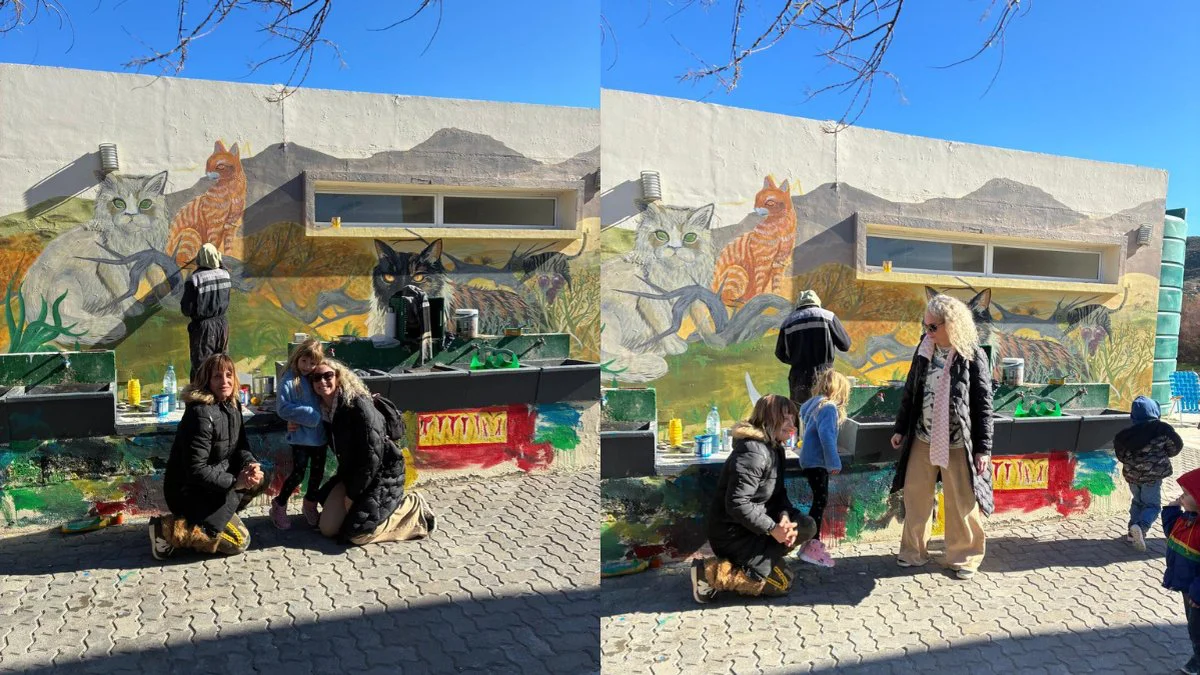 Puerto Pirámides tiene un mural para crear conciencia sobre gatos salvajes