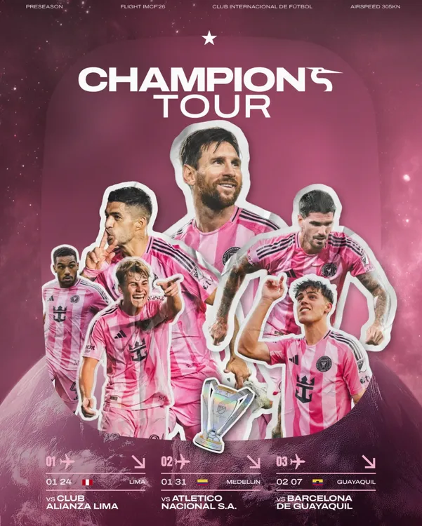 Inter Miami en gira de pretemporada que recorrerá Perú, Colombia y Ecuador.
