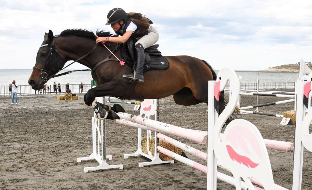 Decenas de binomios compitieron frente al Golfo Nuevo.