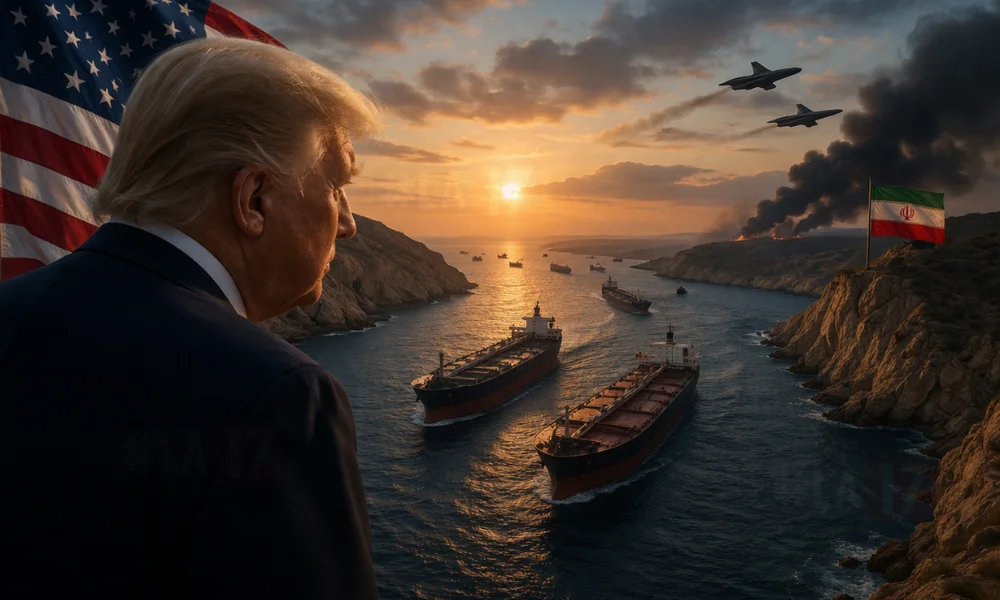 Donald Trump y el estrecho de Ormuz. Imagen ilustrativa creada con IA generativa por #LA17