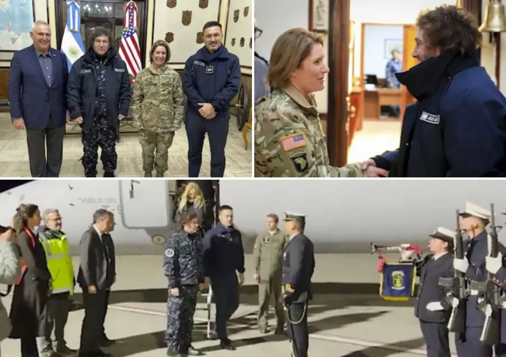 Milei en Ushuaia con generala del ejercito de EEUU