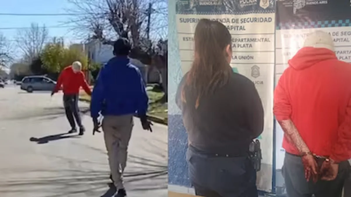 Hombre detenido con machete (Infobae)