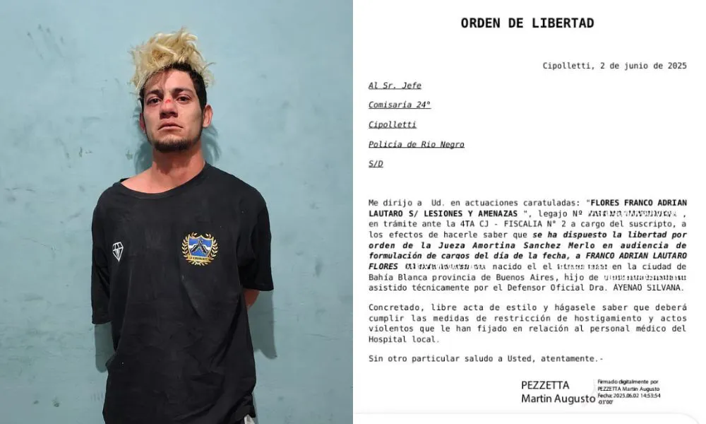 Violencia en hospitales acusado Imagen difundida por el gobernador de Río Negro