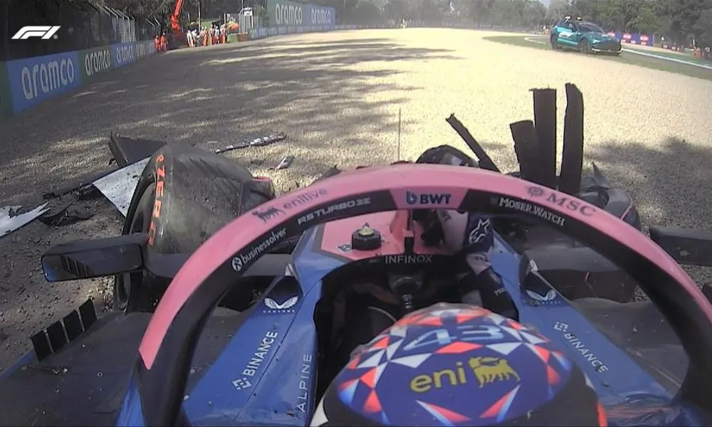 Choque Colapinto en Imola imágen camara auto Colapinto F1