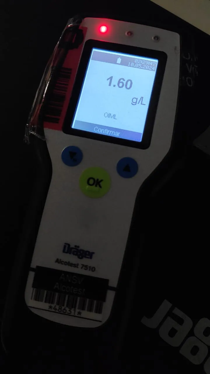 1,6 l/g alcoholemia positiva