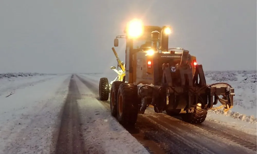 Nieve en la Ruta 3 Chubut foto Rutas Chubutenses