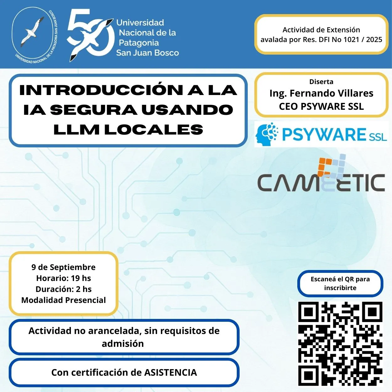 Conferencia en Puerto Madryn presentará cómo usar IA segura con modelos locales