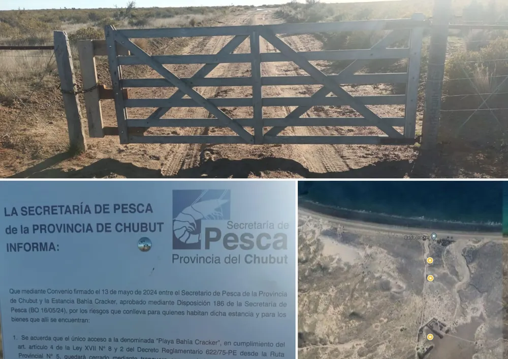 Tranquera con candado en Bahía Cracker