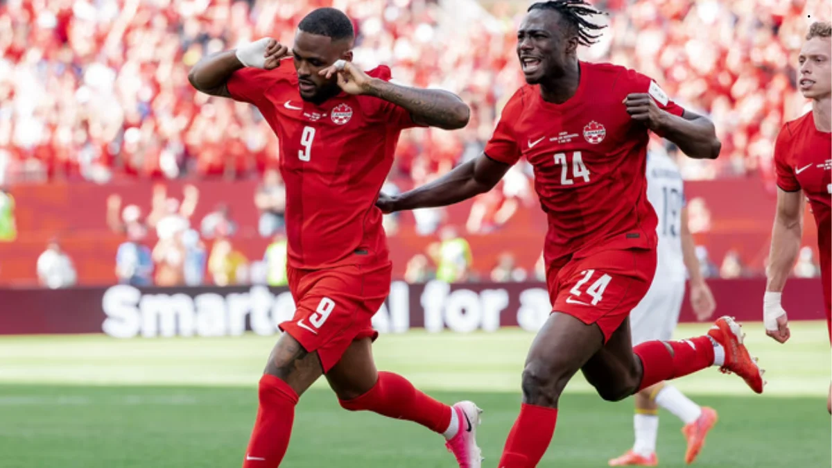 Festejo de gol de Cyle Larin. Foto Agencia NA (Canadian Men's National Team)
