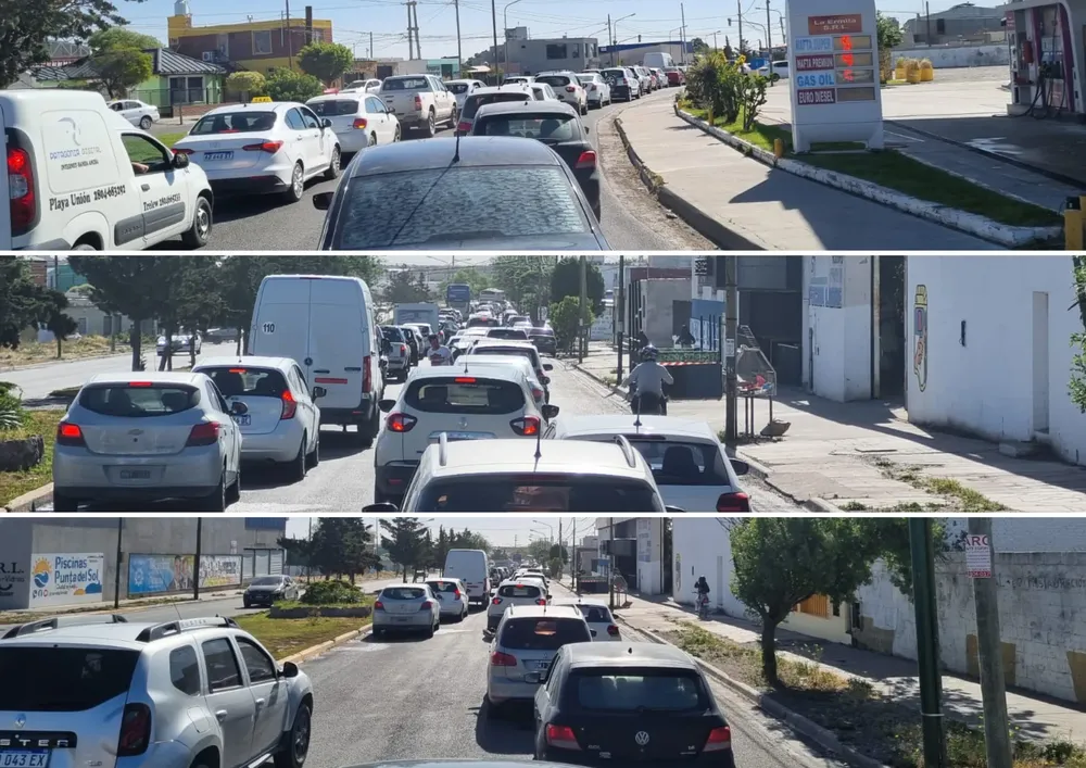 Corte de ruta y caos en la salida de empleados públicos en Rawson