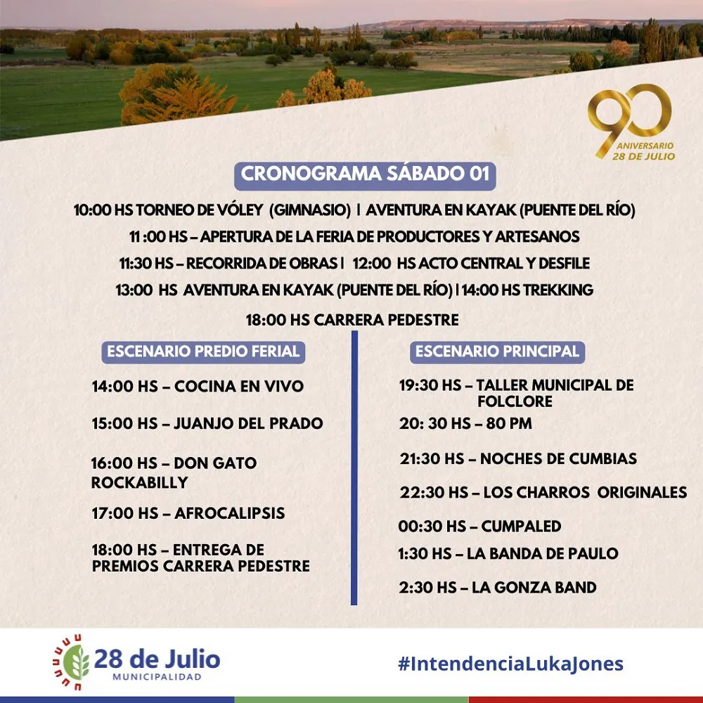 Cronograma de actividades Aniversario 28 de Julio