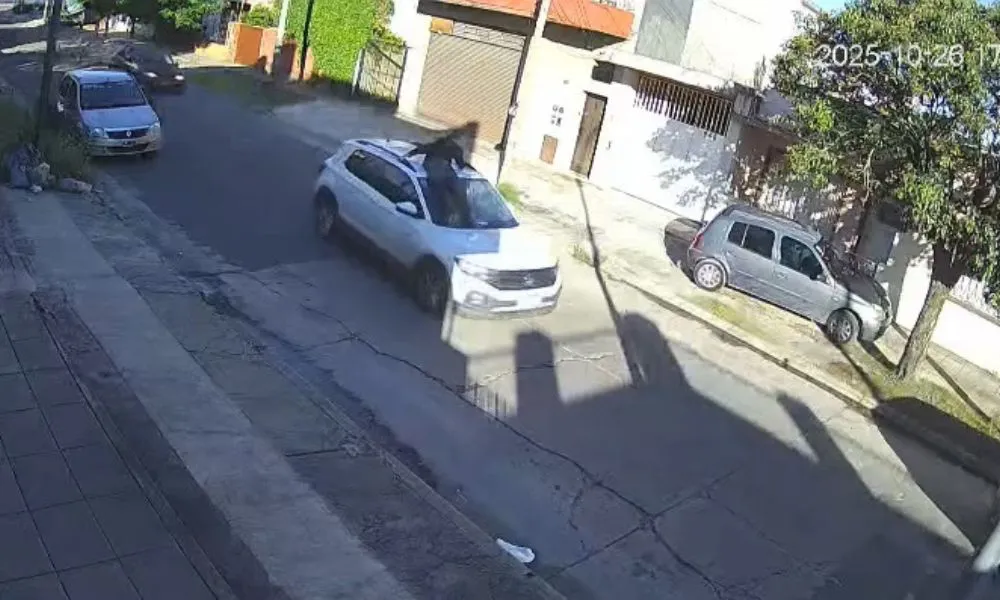 Pelearon y llevó a una persona en el capot