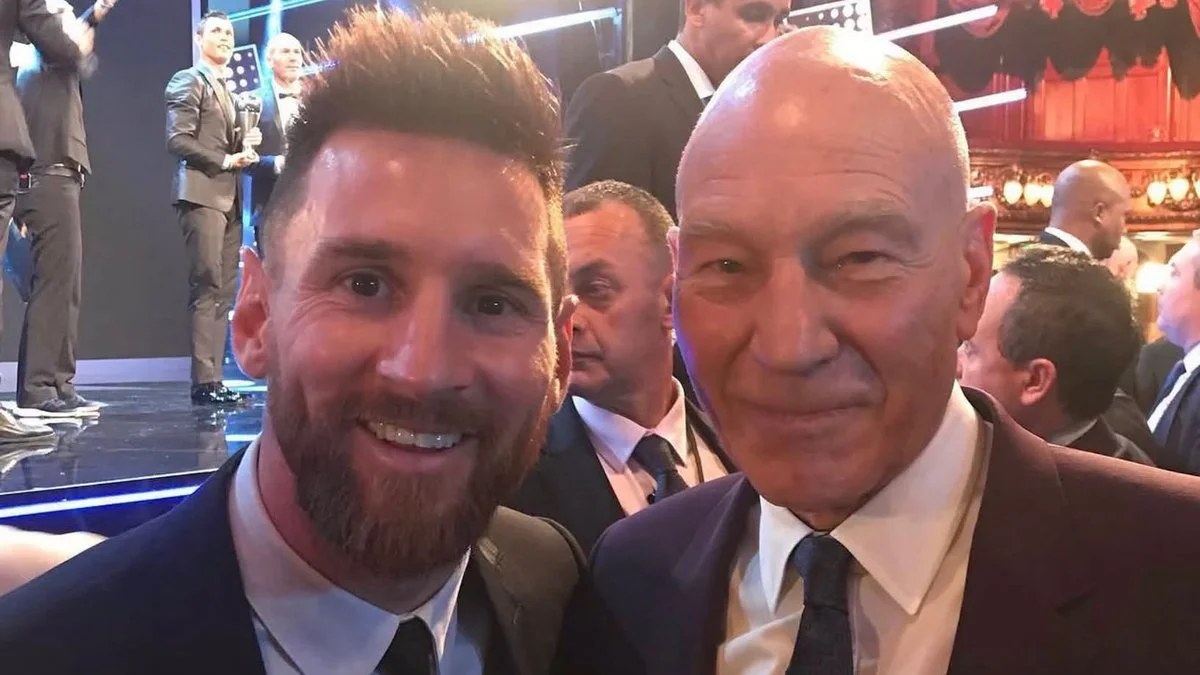 Patrick Stewart y Lionel Messi.