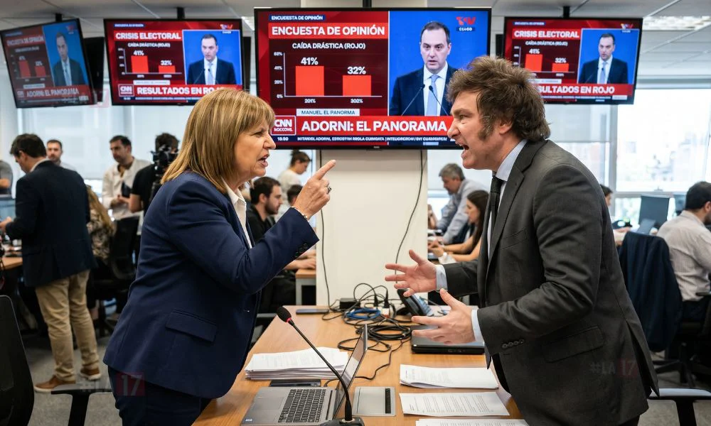 La Discución imagen ilustrativa de Patricia Bullrich y Javier Milei generada por LA17