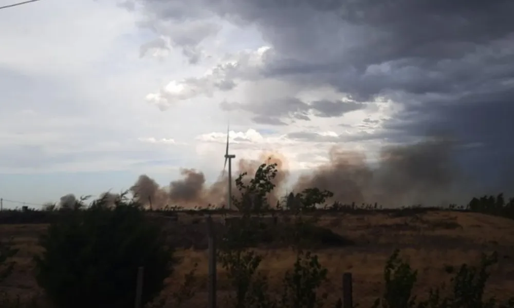 incendio entre Trelew y Puerto Madryn (Nelson Sanchez)