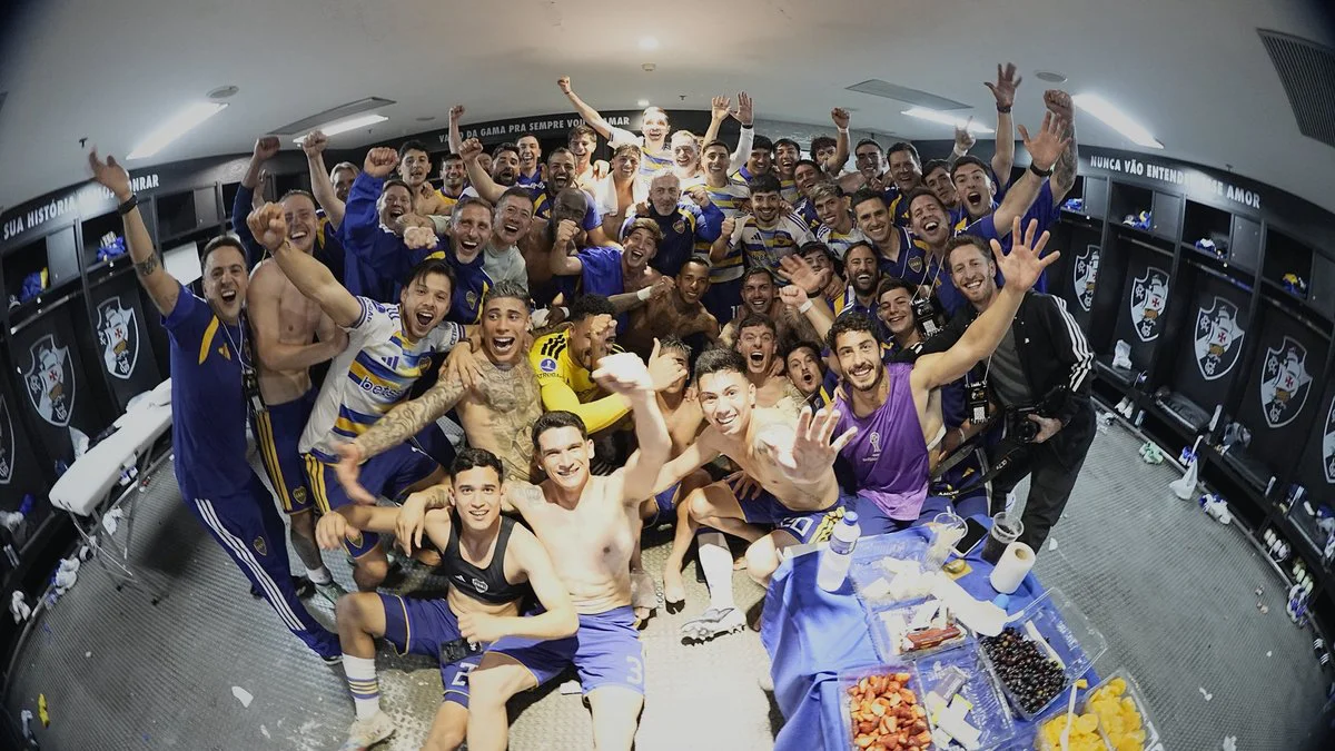 Festejo de Boca en Brasil foto X Oficial @BocaJrsOficial