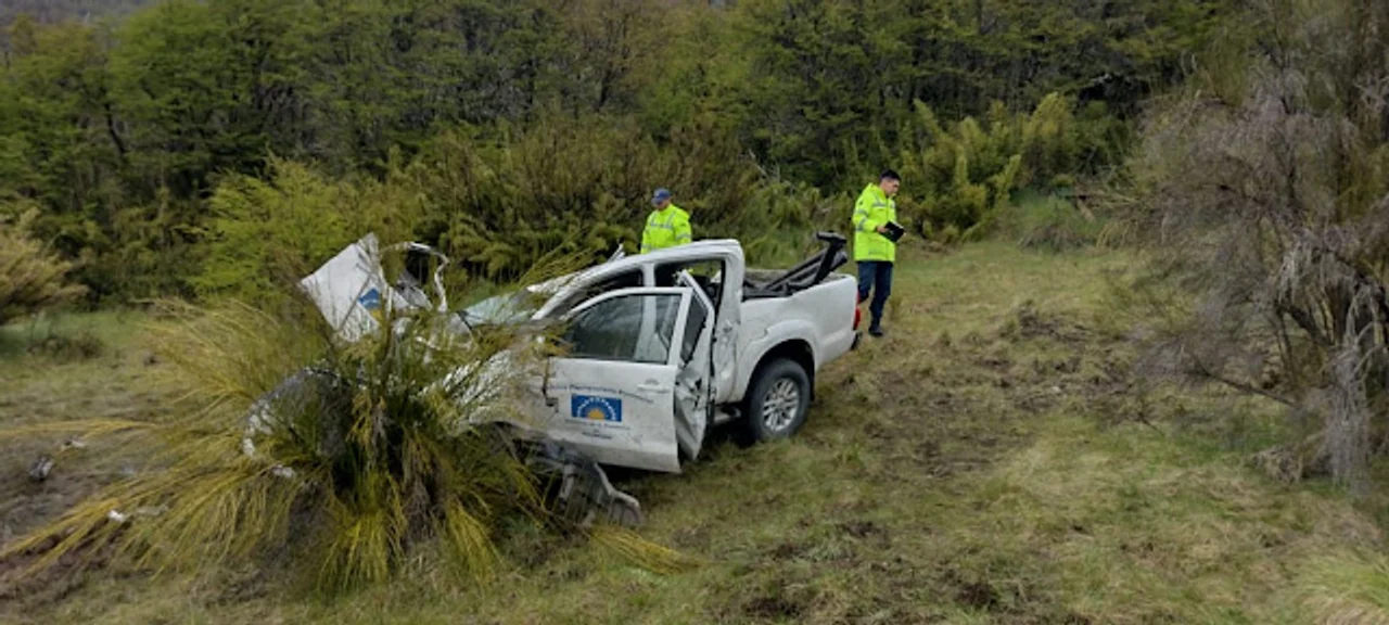 Camioneta accidentada.