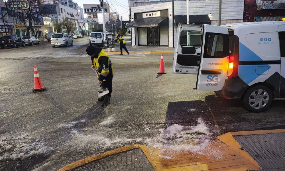 Calles congeladas en Puerto Madryn