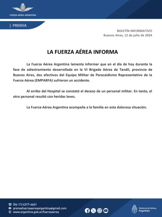 Comunicado Fuerza Aérea Comunicado Fuerza Aérea
