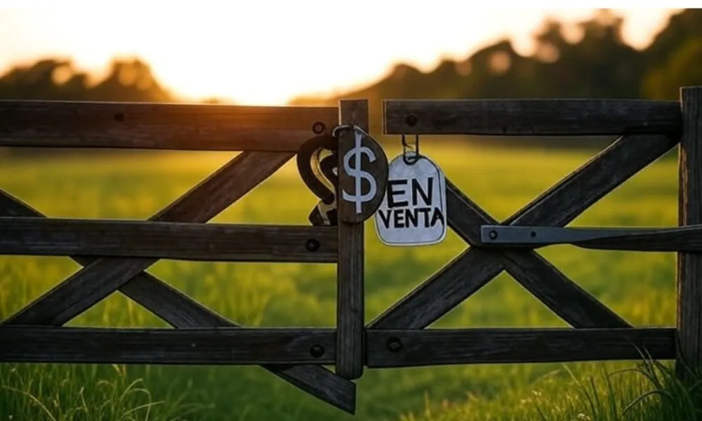 Tranquera campo en venta Foto de archivo generada por AI