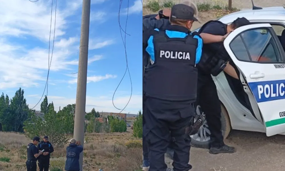 Detuvieron a un hombre en Comodoro Rivadavia mientras cortaba cables de alta tensión
