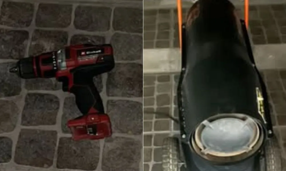 Una mujer fue detenida en un techo con un taladro y un compresor