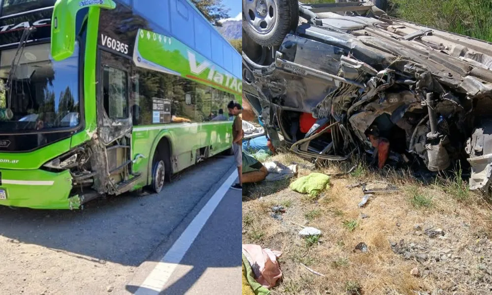 fuerte choque entre un colectivo y una camioneta